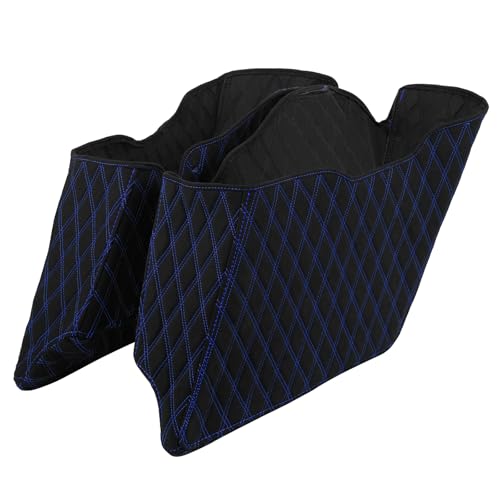 Alforjas extendidas para Harley Touring 2014-2023 con nuevo material más resistente a la abrasión y patrón de rombos con costura azul miniatura 1