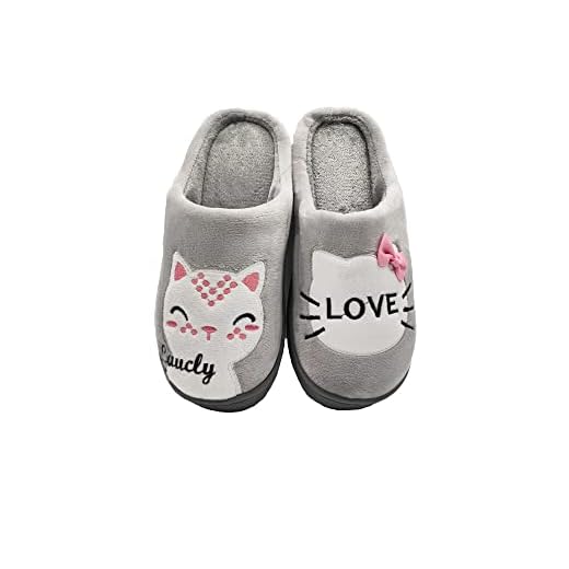 P&L ITALY COLLECTION Zapatilla CASA Mujer de Invierno Antideslizantes Algodón Pantufla Peluche Gris 38/39