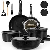 【𝙉𝙊𝙉 𝙏𝙊𝙓𝙄𝘾】Featuring a coating free from PTFE, PFAS, PFOA, and other harmful chemicals, our non-toxic cookware set would be one of your favorite kitchen essentials. It ensures no peeling even when scratched during prolonged use. Ideal for preparing m...