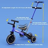 XJD Rower trójkołowy 4 w 1 dla dzieci, 1-3 lata, pierwszy rower treningowy równowagi, pojazd z pedałem, prezent dla dziewcząt, chłopców, lekki