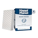 Happi Planet Magic Eraser | Pack of 4 | No Scratch Multi-Surface Cleaning Sponge | Removes 100+ Tough Stains | Just Add Water | Walls, Kitchen, Bathroom, Shoes & Switch Boards