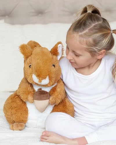 Image of BENINY 14 inch Realistic Squrrile Stuffed Animal, Cute Squirrel Plush Toy with Holding Mini Acorn, Plushie Gift for Kids