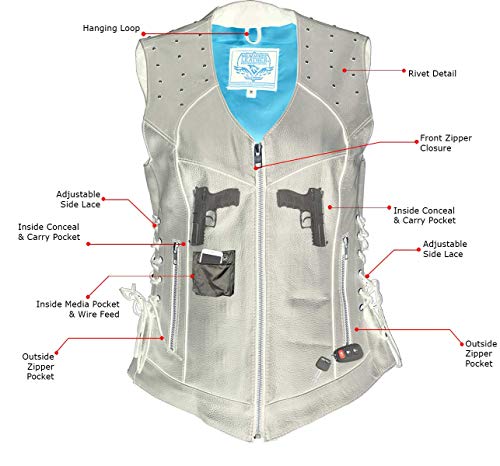 Image of Milwaukee Leather Women's Premium Classic Leather Motorcycle Rider Vest w /Adjustable Side Laces