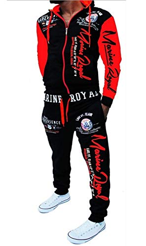 Hakjay Men's Hiphop Dance Jogger Casual Tracksuit Set Long Sleeve Full-Zip Running Jogging Athletic Sweat Suits