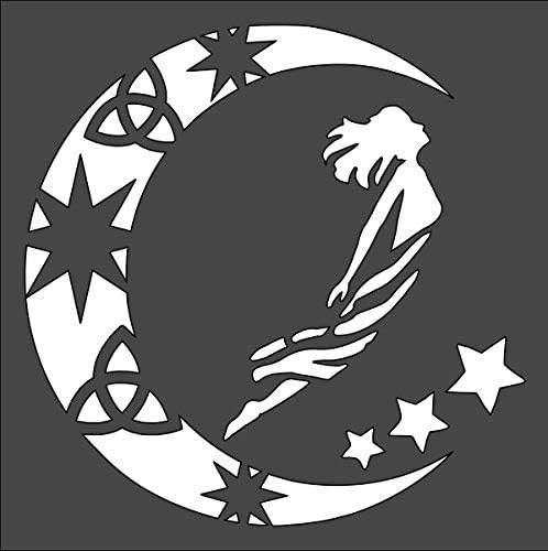 Rubstamper Wiccan Goddess Logo Stencil Reusable Sturdy Flexible Clear Plastic 1-5.5x5.5 in Arts and Crafts Material Scrapbooking for Airbrush Painting Drawing