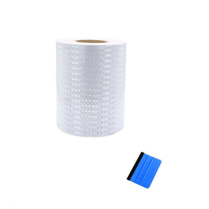 10m x 10cm Cinta Reflectante de Seguridad PVC - Banda Adhesiva Reflectante de Alta Intensidad para Señalización Vial, Protección Industrial y Chalecos - impermeable (Blanco)
