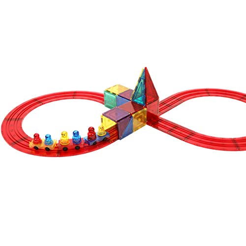 Shapemags 30 Piece Race Car Track Building Block - Magnet Building Tiles Magnetic Blocks, Award Winning STEM Educational 3D Construction Building Blocks Set