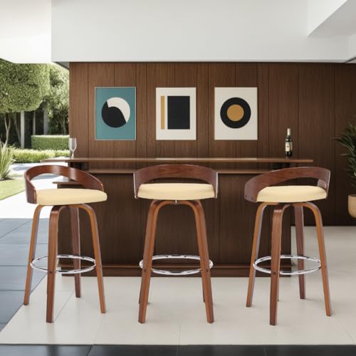 Armen-Living-Sonia-Mid-Century-Modern-Swivel-Bar-Stool-for-Kitchen-Island-Counter-in-Cream-Faux-Leather-and-Walnut-Wood-30-Seat-Height Armen Living Sonia Mid Century Modern Swivel Bar Stool for Kitchen Island Counter in Cream Faux Leather and Walnut Wood 30 Seat Height