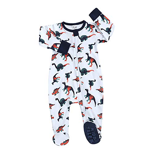 Kids Tales Baby Boys Girls Footies Zipper Romper Long Sleeve Pajama Dinosaur Graphic Onesies