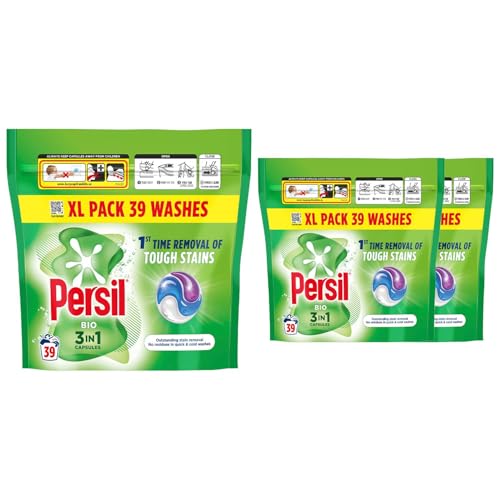 Image of Persil XL 3-in-1 Bio Washing Capsules 39 Washes Outstanding Stain Removal with No Residues Even in Quick and Cold Washes 7 Days of Lasting Freshness Washing Pods, 3 Pack