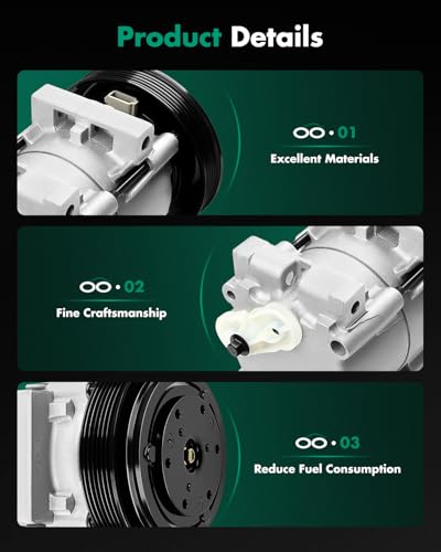 Image of SCITOO AC Compressor for Ford for F150 3.8L 1990-1994 | Fast Cooling, Ultra Low Noise (≤72 dB)Air Conditioner Compressor with Clutch, Easy Installation, 10000513