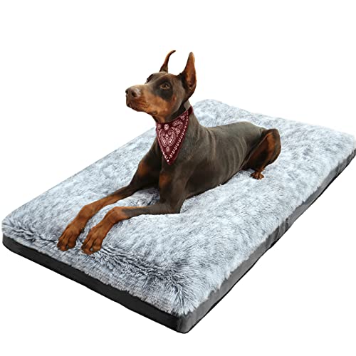 Dog Beds for Large Dogs Fixable Deluxe Cozy Dog Kennel Beds for Crates Washable Dog Bed, 36 x 23 x 3 Inches, Grey