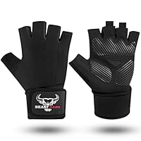 BEAST RAGE Gewichtheberhandschuhe für Herren und Damen, Handgelenkstütze, gepolstert, Handflächenschutz, atmungsaktiv, eng anliegend, für Fitness, Training, Fitnessstudio-Handschuhe (Schwarz, M)