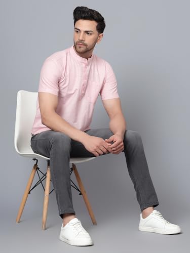 Image of LATEST CHIKAN Men's Cotton Regular Casual Strped Short Kurta Half Sleeves - (SK-LJ.DS.AS)