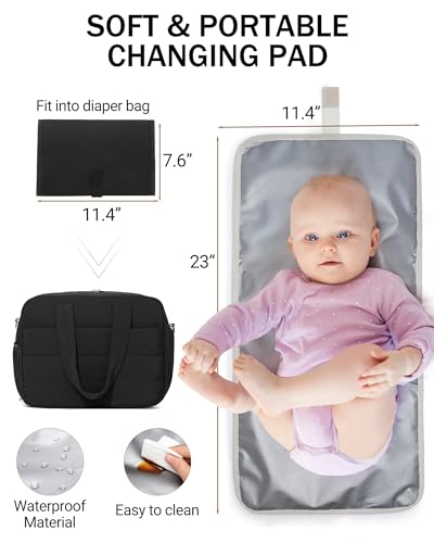 Sac à langer matelassé chic avec grand compartiment PC - 2