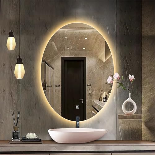 Miroir salle de bain LED haut de gamme 60x80cm rétroéclairé ovale