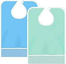 HASTHIP® 2pc Waterproof Adult Bib with Adjustable Tie-Back, Durable, Reusable Large Feeding Clothing Protector for Men & Women, Comfortable Fit, Easy Clean, Ideal for Home & Care Use