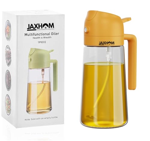 Image of JAXHOM Glass Oil Sprayer and Dispenser Bottle, 500ml Capacity, 2-in-1 Design (Orange)