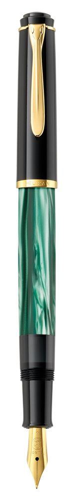 Pelikan 984187 - Penna Stilografica Linea M200 Classic, Verde Marmorizzato/Nero, Dettagli Oro 24K, Pennino in Acciaio Inossidabile, Dimensione F