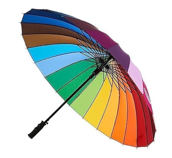 capsea Rainbow Umbrella – Large Windproof Colorful Umbrella for Men & Women | Oversized Canopy, Manual Open, 16-Rib Frame | Big Stick Umbrella for Rain or Sun (Rainbow Colors)-picture-29