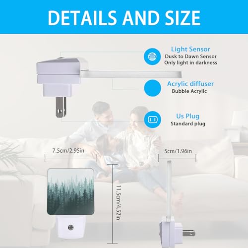Image of Night Light,Misty Forest Landscape Night Lights Plug into Wall for Boys Girls, Led Lamp for Stairway /Hallway /Bedroom 0.5W Nightlight Sleep Friendly