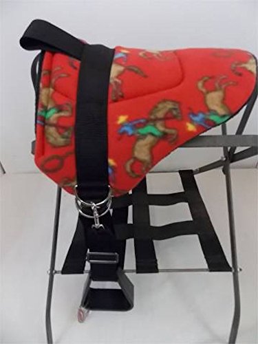 Party Ponies Miniature Horse/SM Pony Bareback Saddle PAD - RED Cowboy Rodeo Print
