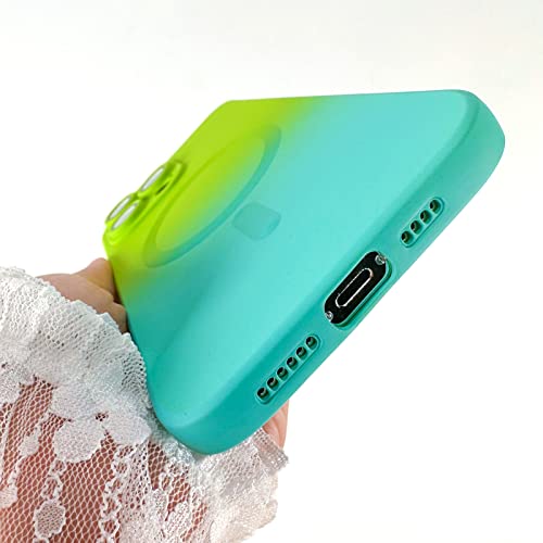 Lsl Magnetic Case For Iphone 13 Pro Max [Compatible With Magsafe] Soft Tpu Bumper Anti-Drop Anti-Scratch Shockproof Full Camera Lens Protective Slim Multicolor Cover For Women Girls Men - Green Blue #TOP3