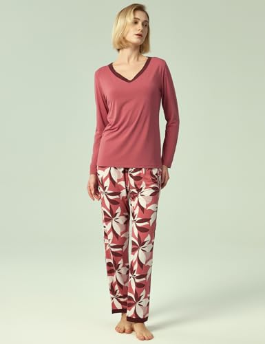 Image of GYS Women's Bamboo Viscose Long Sleeve Pajamas Set