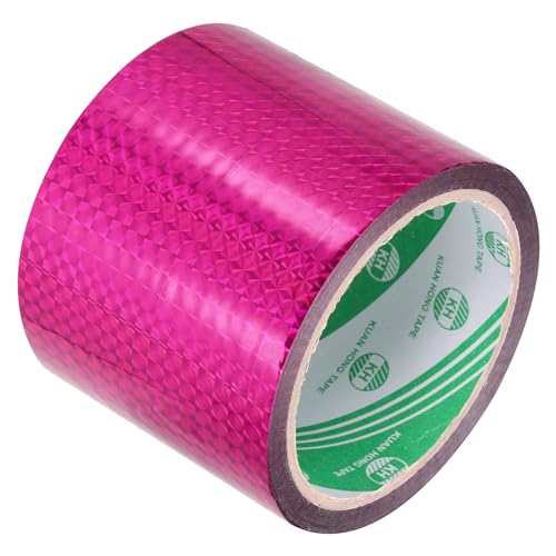MECCANIXITY Rose Red Check Pattern Metalized Tape 3.2 Inch x 55 Yards Decor Tape for Detailing Accent Wall, Graphic Arts