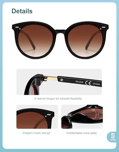 Image of SOJOS Sunglasses Womens Trendy 2025 Classic Round Retro Vintage Shades Large Frame Sunnies SJ2067