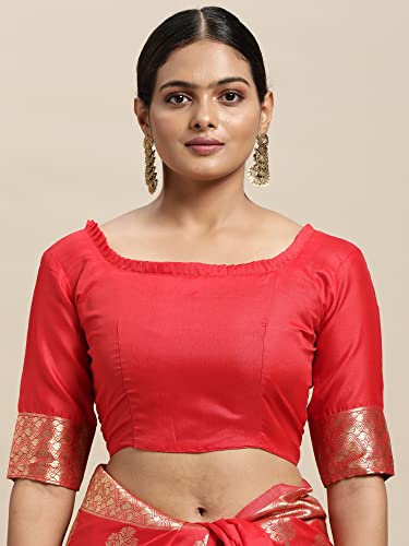 Image of AKHILAM Women's Banarasi Silk Woven Design Saree With Unstitched Blouse Piece (5DIXITA50 Parent)