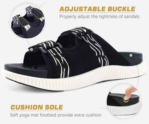 Image of KuaiLu Mens Orthotic Sandals Athletic Thick Cushion Recovery Sport Slides Adjustable Strap Open Toe Walking Sandles With Comfortable Plantar Fasciitis Arch Support
