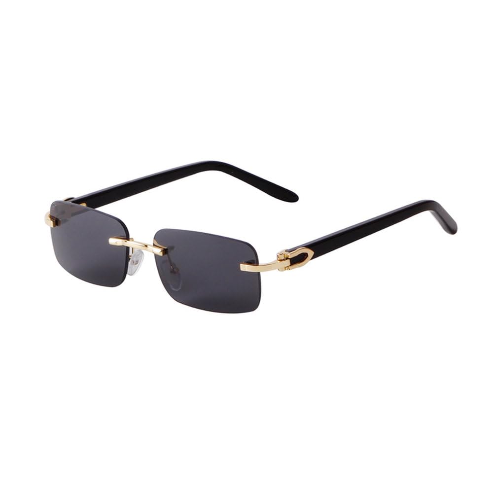 Occhiali da sole quadrati con gambe in legno senza montatura, personalità, moda, lenti da oceano, occhiali da sole da donna, UV, retrò, classici, alla moda, da uomo