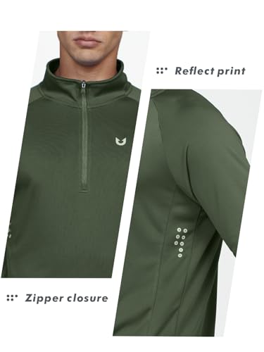 Image of NORTHYARD Men's Quarter Zip Pullover Athletic Running Shirt Long Sleeve | 1 /4 Zip Top, Quick Dry Lightweight, Moisture Wicking Breathable, Reflective Strips, Performance Workout Gym, Hiking Sports
