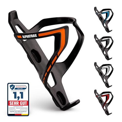 Alphatrail Fahrrad Flaschenhalter Max I Lebenslange Anti-Bruch Garantie 36g Lightweight Design I Inkl. Befestigungsschrauben I Kompatibel mit Cube, SKS, Elite, Topeak UVM. Trinkflaschen I Orange