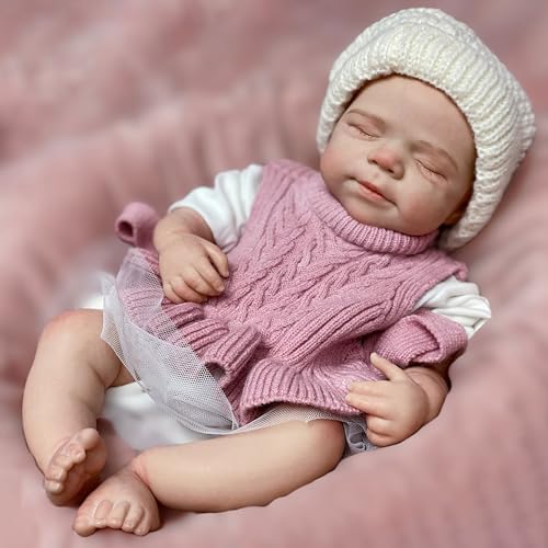 45cm Silikon Reborn Puppe Mit Gewicht Lebensechte Reborn Baby Puppen Mädchen Realistische Schlafenden Neugeborene Waschbare Handbemalte Puppe – Bild 8