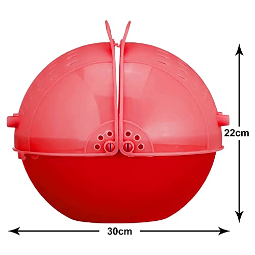 Image of Kuber Industries Plastic Drain Basket /Washing Bowl For Fruits, Vegetables, Pasta, Poha With Swinging Lid- Pack of 2 (Red)-50KM01828