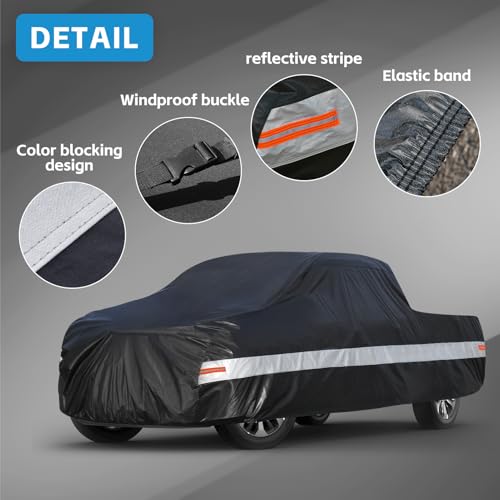 Image of 10 Layers Truck Cover Waterproof All Weather. Pickup Truck Cover Rain Snow UV Dust Protection. Length: 242-250 inches, Universal Fit for Ford F150 Chevy Silverado Dodge Ram 1500.