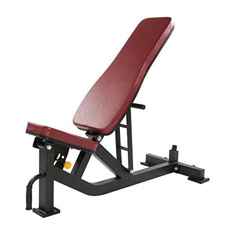 POWERT Adjustable Weight Bench| Heavy Duty Strength Training Utility Bench for Full Body Workout| Weight Capacity 1,000 lbs (Black & Red) Cover