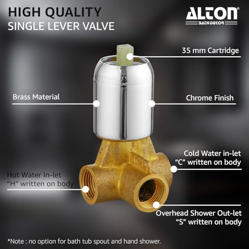 Image of ALTON FAM3352, Brass, Single Lever Bathroom Concealed Shower System with Overhead Shower and Arm | Silver