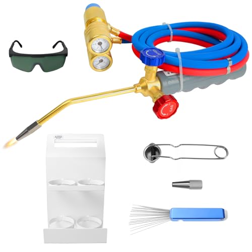 Kodilin Brazing Torch Kit for MAPP Gas & Propane, Brass & Stainless Steel Cutting Torch Kit with Dual Pressure Meters & Metal Case, Welding Torch Set for Soldering, Jewelry, HVAC, Glass Blowing
