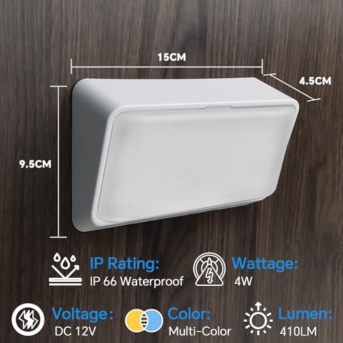 acegoo Wohnmobil Verandalicht LED zweifarbig (weiß/bernsteinfarben) umschaltbar, 12V Außen-Ersatzleuchte für Anhänger, Wohnmobil, 410 Lumen, IP66 Nano Wasserdicht (weiß)