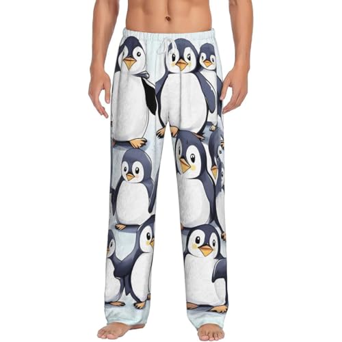 Pantalon de pyjama en flanelle pour homme doux motif pingouins mignons