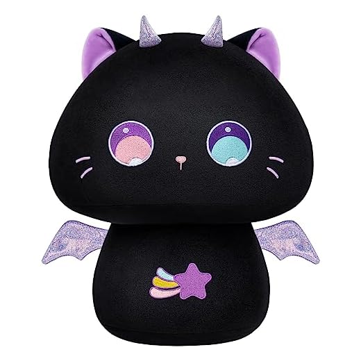 Mewaii Peluche Oreiller Kawaii Coussin pour bébé d‘Animaux Poupée Jouets Forme de Champignon et Confortable Coussins en Peluche pour Enfants 3 Ans et Plus（36CM,Le Chat Violet）