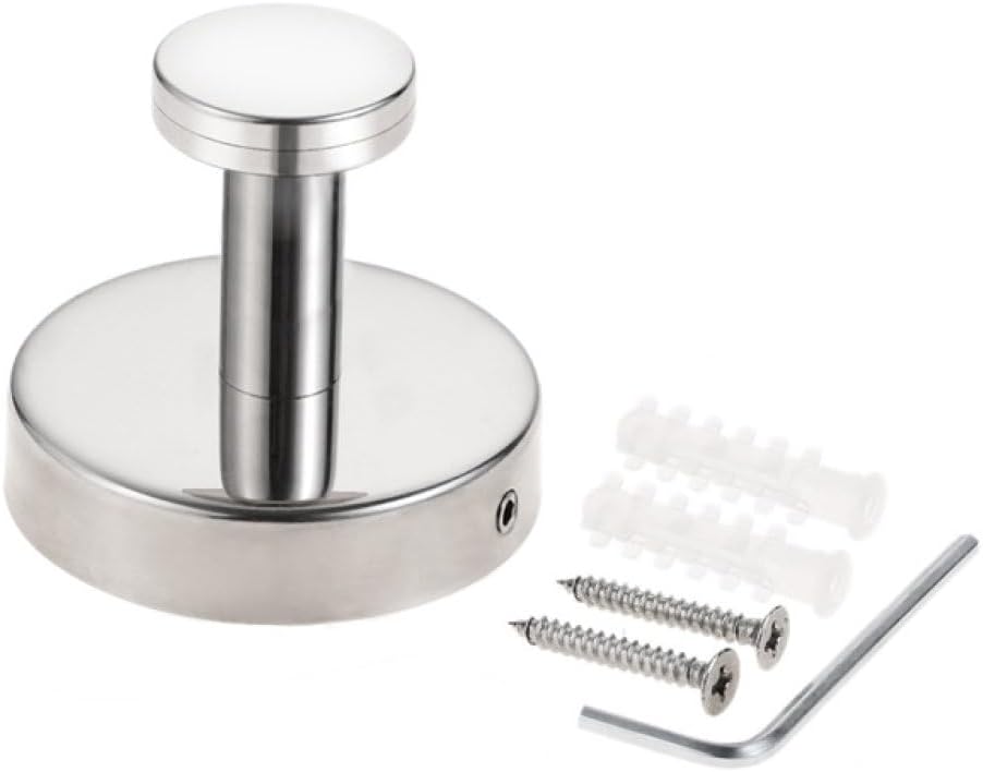 1pc Towel Hook 304 Stainless Steel Bathroom Kitchen Coat Robe Clothes Hanger Wall Hooks Polished Chrome/Black with Screws,Polished Chrome