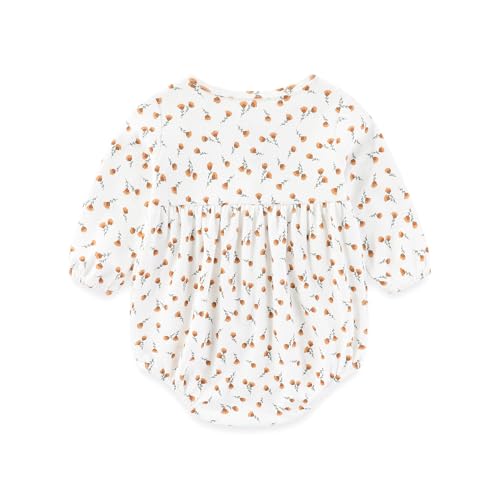 Newborn Baby Girl Clothes Cotton Bubble Rompers Infant Outfit Floral Long Sleeve Bodysuit, 3 Pack3