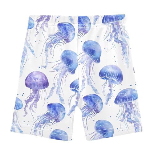 Watercolor Charming Jellyfish Pattern Girls Shorts Elastic Waist Sports Shorts Girls Leggings Pants for 4-10 Years2