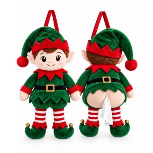 Christmas Santa Claus Tissue Box Cover, Funny Santa Butt Tissue Holder，Elf