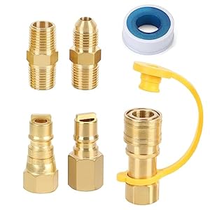 ATKKE 3/8 Inch Natural Gas Quick Connect Fittings Kit, LP Propane Gas Hose Quick Disconnect Assembly Set for Low Pressure Propane/Natural Gas Systems, 6 Pieces