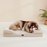EHEYCIGA Orthopädisches Hundebett Kleine Hunde, 76x51cm, Memory Foam Hundekorb Mittelgroße Hunde, Waschbar Hundesofa Wasserdicht rutschfest, Hundecouch mit Hohem Rand, Beige